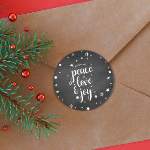 Peace Liebe Jockey Star Weihnachtsfeiertag Runder Aufkleber