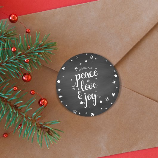 Peace Liebe Jockey Star Weihnachtsfeiertag Runder Aufkleber