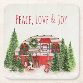 Peace, Liebe & Jockey Weihnachtsliegeplatz Rechteckiger Pappuntersetzer