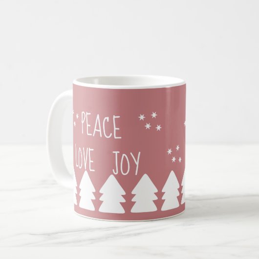 Peace Liebe Join Script Soft Pink Weihnachtskaffee Kaffeetasse (Vorderseite Links)