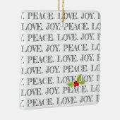 Peace Liebe Join Text Christmas Holly Baby Foto Keramikornament (Rechts)