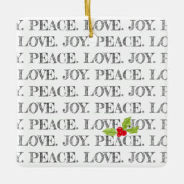 Peace Liebe Join Text Christmas Holly Baby Foto Keramikornament
