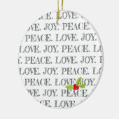 Peace Liebe Join Text Christmas Holly Foto Keramik Ornament (Links)