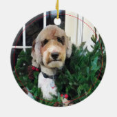 Peace Liebe Join Text Christmas Holly Foto Keramik Ornament (Hinten)