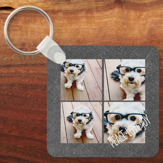 Peace Liebe Joliday Chalkboard Foto Collage Schlüsselanhänger (Vorderseite)