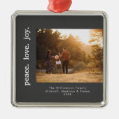 Peace Liebe Joliday Weihnachten Foto Ornament Aus Metall (Vorne)