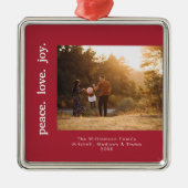 Peace Liebe Joliday Weihnachten Foto Ornament Aus Metall (Vorne)