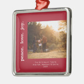 Peace Liebe Joliday Weihnachten Foto Ornament Aus Metall (Links)