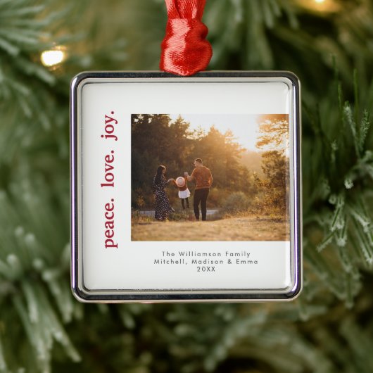 Peace Liebe Joliday Weihnachten Foto Ornament Aus Metall (Baum)