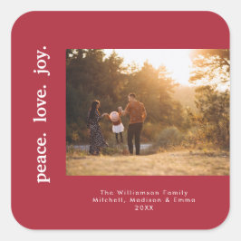 Peace Liebe Joliday Weihnachten Foto Quadratischer Aufkleber