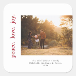 Peace Liebe Joliday Weihnachten Foto Quadratischer Aufkleber
