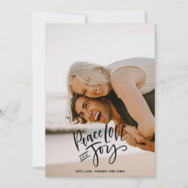 Peace Liebe Jolidays Vertical Foto | Schwarz Feiertagskarte