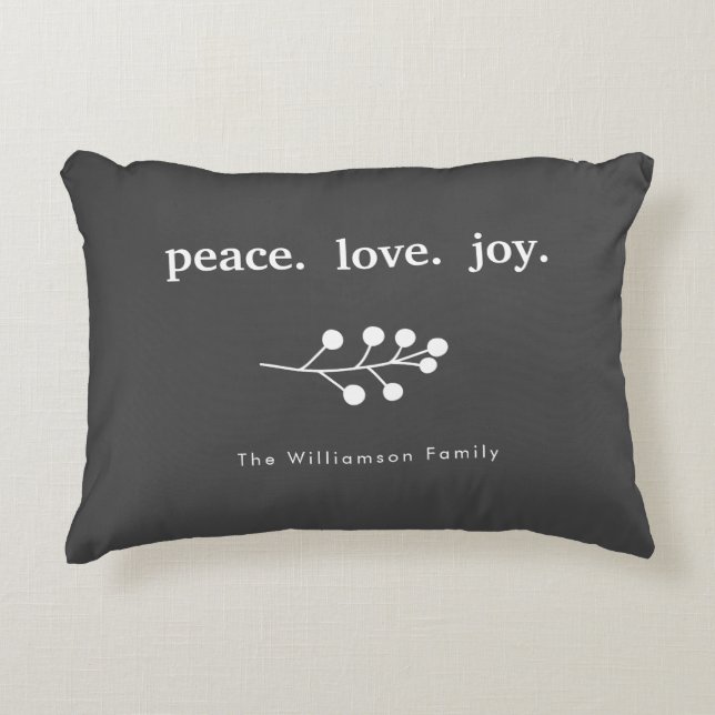 Peace Liebe Joly Holly Berries Weihnachten Dekokissen (Vorderseite)