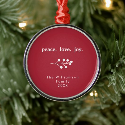 Peace Liebe Joly Holly Berries Weihnachtsfest Weih Ornament Aus Metall (Baum)