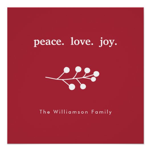 Peace Liebe Joly Holly Berries Weihnachtsfest Weih Poster (Vorderseite)