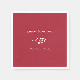 Peace Liebe Joly Holly Berries Weihnachtsfest Weih Serviette