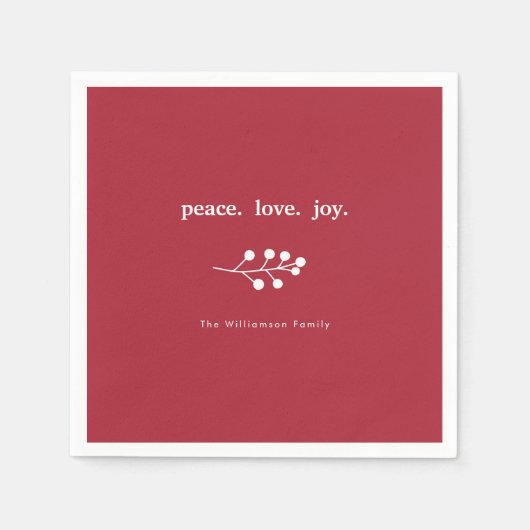 Peace Liebe Joly Holly Berries Weihnachtsfest Weih Serviette (Vorderseite)