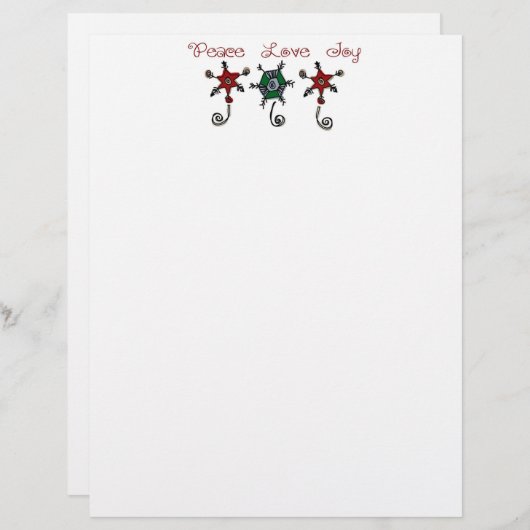 Peace Liebe Jonaments Weihnachtsbrief Paper (Vorne/Hinten)