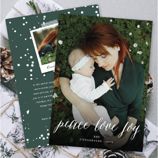 Peace Liebe JoSimple White Script Modernes Foto Feiertagskarte