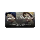 Peace Liebe Joskript Holiday Foto Rücksendeadresse Adressaufkleber (Vorne)