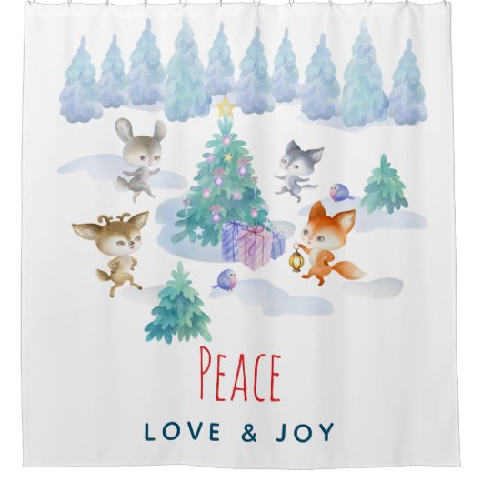 Peace Liebe & Josure Forest Animals Duschvorhang (Vorderseite)