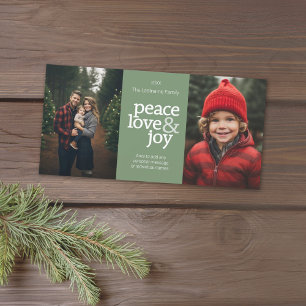 Peace Liebe Joy - 2 Foto - Pastellgrün Feiertagskarte