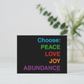 Peace Liebe Joy Abundance Postkarten (Stehend Vorderseite)