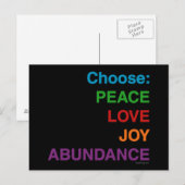 Peace Liebe Joy Abundance Postkarten (Vorne/Hinten)