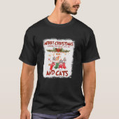 Peace Liebe Joy and Cats in Sock Christmas Cat T-Shirt (Vorderseite)