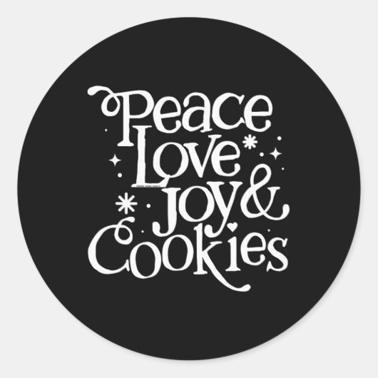 Peace Liebe Joy and Cookies Weihnachten Runder Aufkleber (Vorderseite)