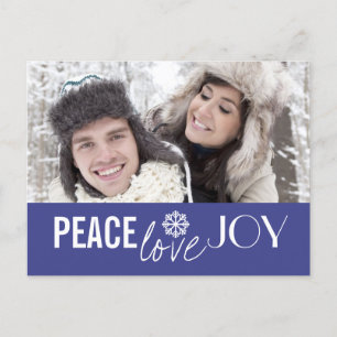Peace Liebe Joy Blue Snowflake Holiday Postkarten