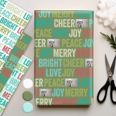Peace Liebe Joy Bright Merry Cheer mit 1 Foto Geschenkpapier Set