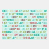 Peace Liebe Joy Bright Merry Cheer mit 1 Foto Geschenkpapier Set (Vorderseite 3)