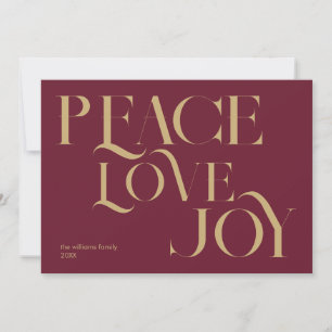 Peace Liebe Joy Burgundy Gold Elegante Weihnachten