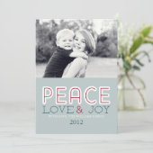 Peace Liebe & Joy Cards Feiertagskarte (Stehend Vorderseite)