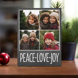 Peace Liebe Joy Chalkboard 4 Foto Collage Feiertagspostkarte