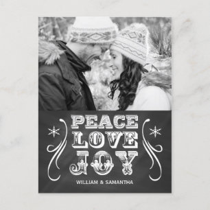 Peace Liebe Joy Chalkboard Holiday Postcard Feiertagspostkarte