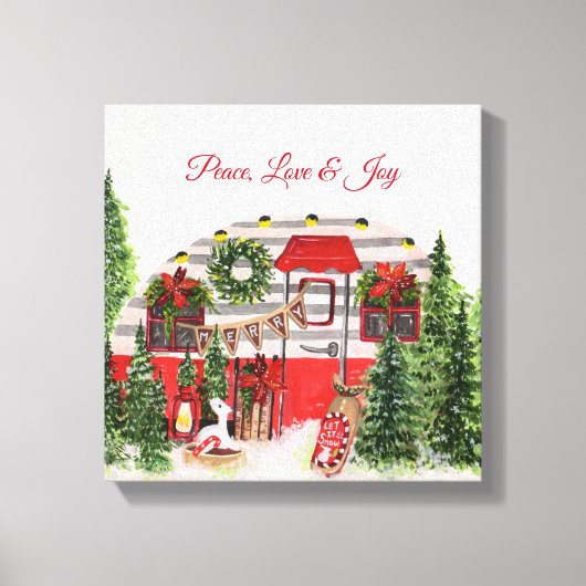 Peace Liebe & Joy Christmas Camper Leinwanddruck (Vorderseite)