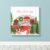 Peace Liebe & Joy Christmas Camper Leinwanddruck (Insitu (Holzboden))