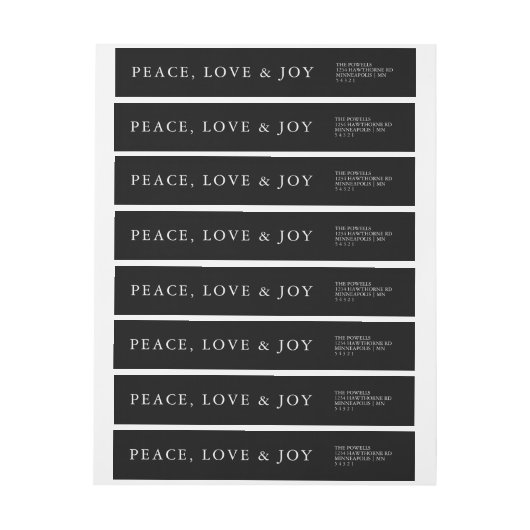 Peace Liebe Joy Classic Minimal Typografy Black (Bogen)