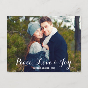 Peace Liebe & Joy Couple Foto Postcard W Feiertagspostkarte