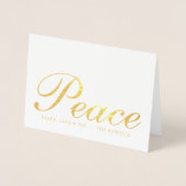 Peace Liebe Joy Elegante Typografie White and Gold Folienkarte (Vorderseite)