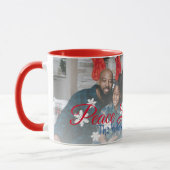 Peace Liebe Joy Family Foto Red White Snowflake Tasse (Links)