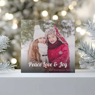 Peace Liebe Joy Family Foto Weihnachtskarte Feiertagskarte