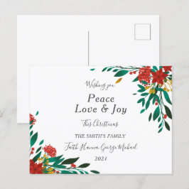 Peace Liebe Joy Family Frohe Weihnachts-Postkarte Postkarte