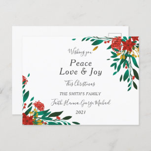 Peace Liebe Joy Family Frohe Weihnachts-Postkarte Postkarte