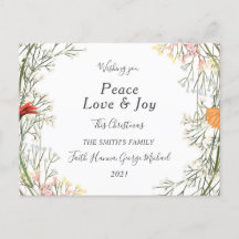 Peace Liebe Joy Family Frohe Weihnachts-Postkarte