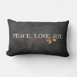 Peace Liebe Joy FAMILY Holly Chalkboard Holiday Lendenkissen