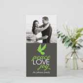 Peace Liebe Joy Feiertagskarte (Stehend Vorderseite)