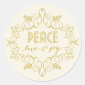 Peace Liebe Joy Festive Foliage Deko Frame Holiday Runder Aufkleber (Vorderseite)